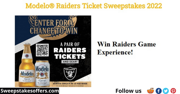 Modelo Raiders Ticket Sweepstakes